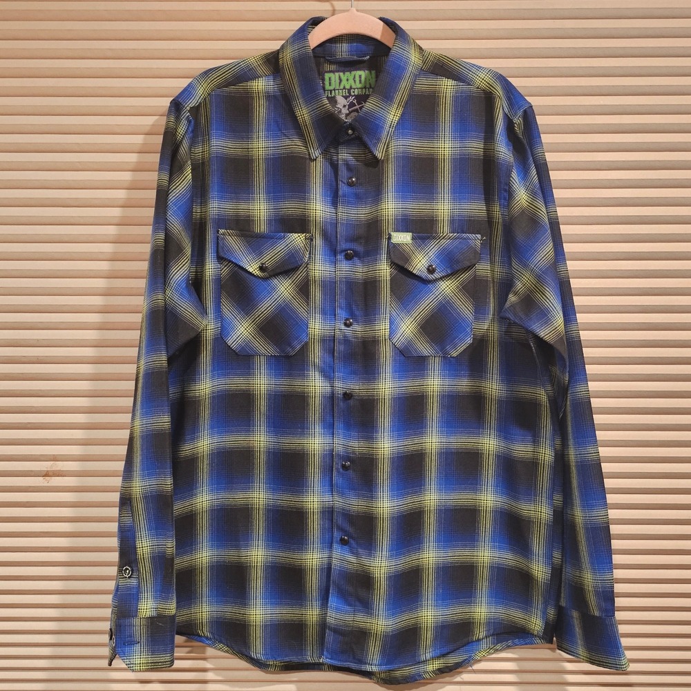 Dixxon Flannel Co The Gill-Man Universal Monsters Plaid Shirt Mens Large Blue L